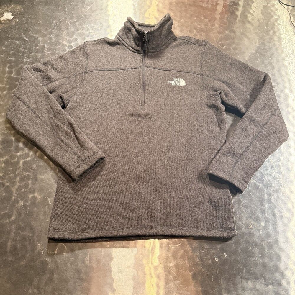The North Face Mens Small Fully Sherpa Lined 1/4 Zip Pullover Charcoal Gray
